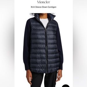 Pre-owned Moncler Knit-Sleeve Down Cardigan.